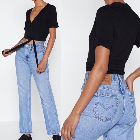 Nasty Gal Tops - NWT Black Wrap / Crop Top